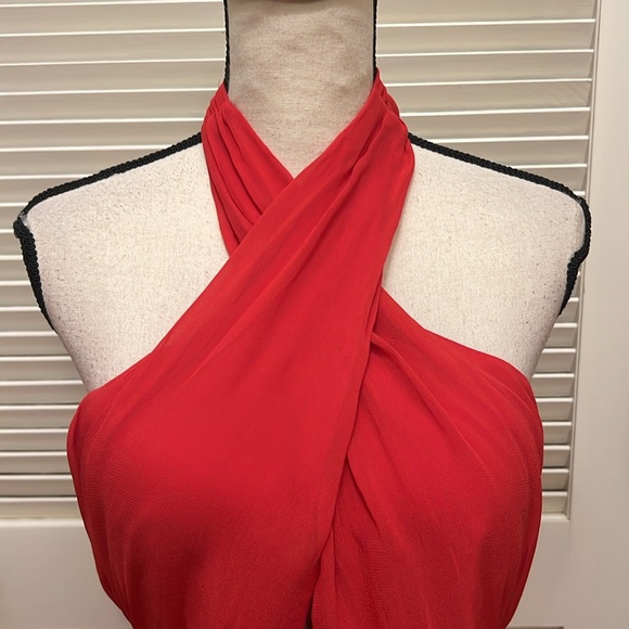Anthropologie Maeve Twist Halter Tie-Neck Mini Dress in Red, Size Large, NWT - Picture 4 of 17